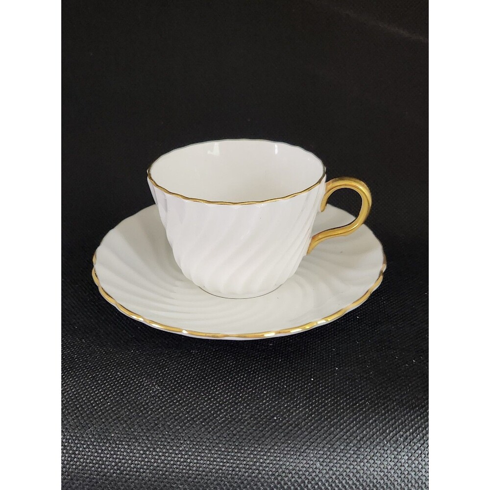 Vintage 1934 Aynsley Fine China "Simplicity" Twirl Espresso Cup & Saucer  ++
